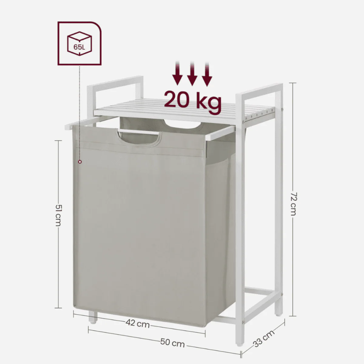 Calicosy - Wasmand 1 uitschuifbaar compartiment - H76 cm - Image 6