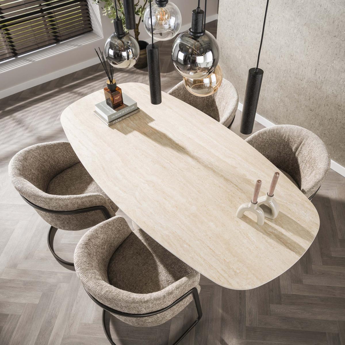 Fraaai - Giordano eettafel - deens ovaal - 180 cm - travertin look - Image 5