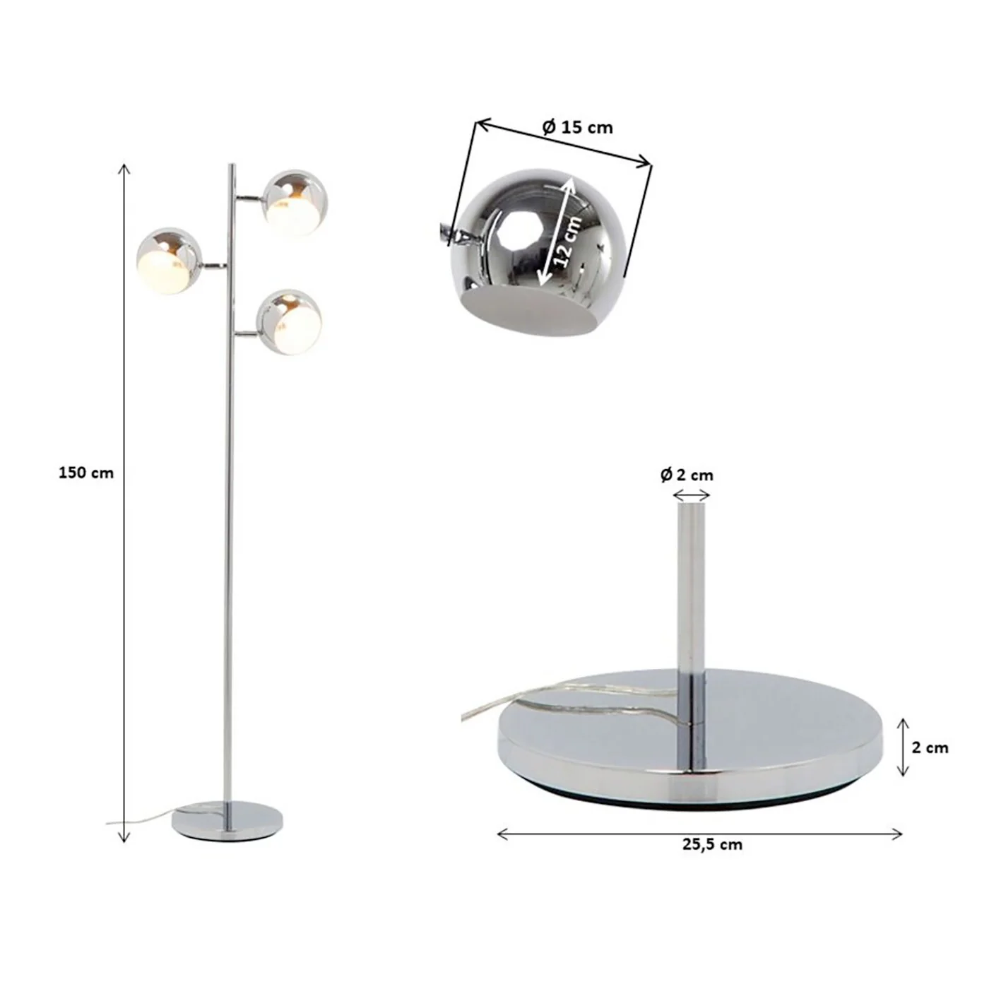 Vloerlamp Calotta 151cm zwart Kare Design - Image 3
