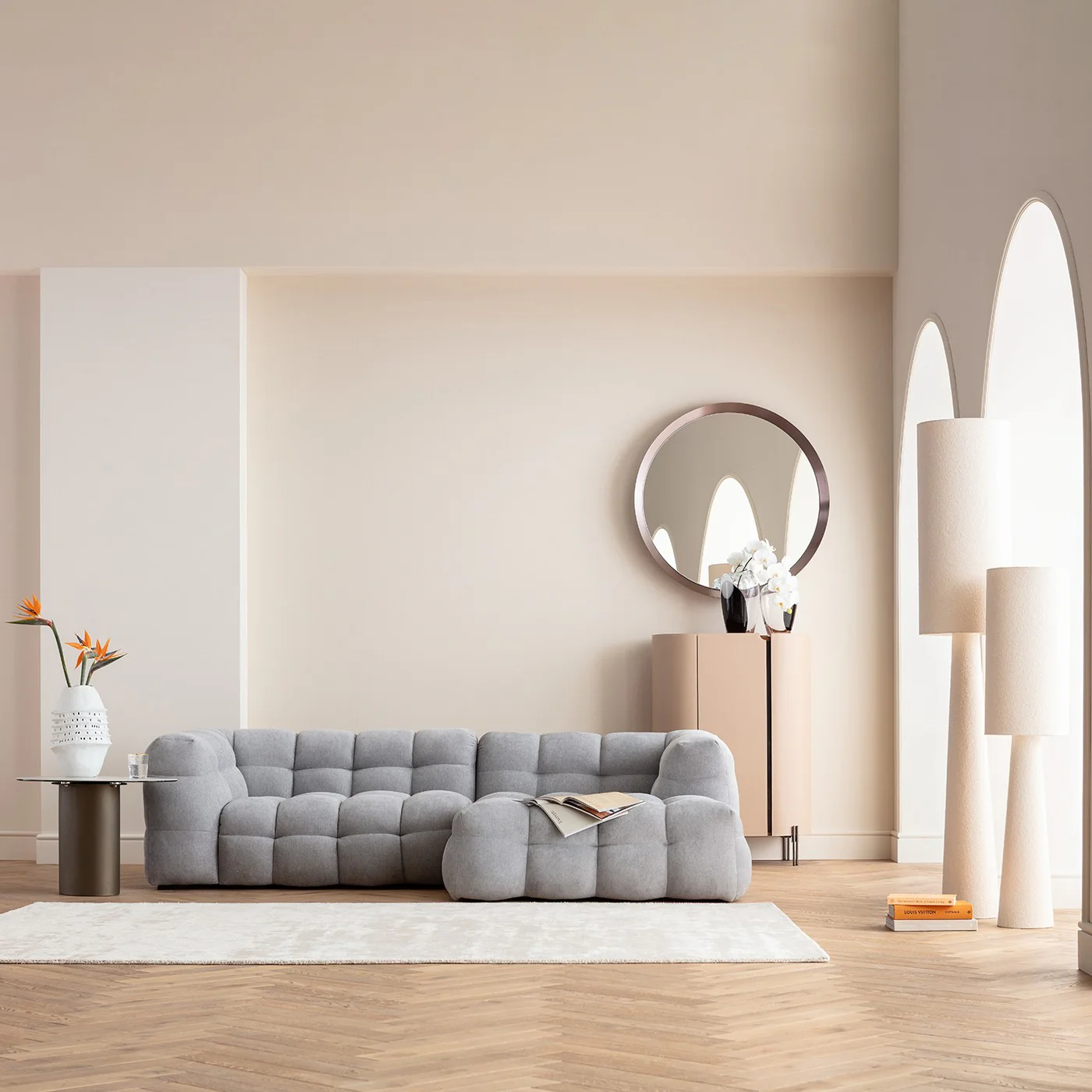 Vloerlamp Marleen Boucle 190cm beige Kare Design - Image 3